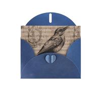 WHJSHOP Nightingale Notes Prints Carte de vœux - Papier nacré de qualité supérieure, effet perlé double face, enveloppe en papier perlé avec boucle d'amour