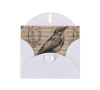 WHJSHOP Nightingale Notes Prints Carte de vœux - Papier nacré de qualité supérieure, effet perlé double face, enveloppe en papier perlé avec boucle d'amour