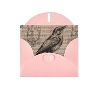 WHJSHOP Nightingale Notes Prints Carte de vœux - Papier nacré de qualité supérieure, effet perlé double face, enveloppe en papier perlé avec boucle d'amour