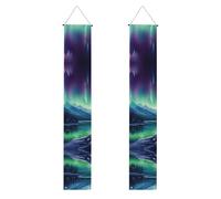 WHJSHOP Northern Lights Bannière de porche pour remise de diplôme - Robuste, durable, lavable et réutilisable, décoration de remise de diplôme 30,5 x 180,3 cm