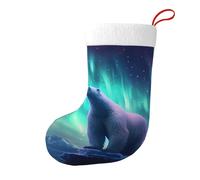 Whjshop Northern Lights Chaussettes de Noël imprimées double face Motif ours polaire pour décoration d'intérieur