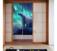 WHJSHOP Northern Lights Rideau de porte Motif ours polaire Protection de l'intimité Convient pour cuisine, salle de bain, chambre 86,4 x 142,2 cm