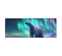 WHJSHOP Northern Lights Tapis de souris extra large Motif ours polaire 30,5 x 80 cm pour ordinateurs de bureau, ordinateurs portables, ordinateurs personnels