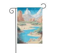 WHJSHOP Oasis in the desert Drapeau de jardin 30,5 x 45,7 cm pour décoration de cour avec une largeur de poteau de 3 cm (drapeau uniquement, mât non inclus)
