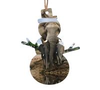 WHJSHOP Ornements de Noël en bois en forme de bonhomme de neige - 1 pièce - Animaux sauvages africains et éléphants -