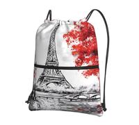 WHJSHOP Paris Prints Sac à dos à fermeture éclair avec cordon de serrage - Sac de sport léger et résistant à l'eau avec poche avant et organiseur intérieur pour voyage, yoga, et plus encore
