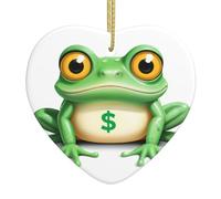 WHJSHOP Pendentif arbre de Noël en céramique avec motif grenouille porte-bonheur 6,9 x 7,6 cm