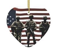 WHJSHOP Pendentif de Noël en céramique avec motif de soldats militaires américains - Décoration d'intérieur - Cadeau de festival