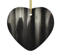 WHJSHOP Pendentif en céramique pour sapin de Noël 6,9 x 7,6 cm Motif ombre fantôme par l'arbre avec câble métallique doré pour l'accrocher facilement