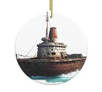 WHJSHOP Pendentif rond en céramique à suspendre en forme de grand navire abandonné - 7,4 cm exquis et durable