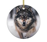 WHJSHOP Pendentif rond en céramique à suspendre en forme de loups en forme de sapin de Noël - 7,4 cm exquis et durable