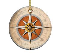 WHJSHOP Pendentif rond en céramique à suspendre Motif arbre de Noël Loi de la boussole 7,4 cm Porcelaine blanche exquise Suspension facile