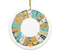 WHJSHOP Pendentif rond en céramique à suspendre Motif arbre de Noël porte-bonheur 7,4 cm exquis et durable