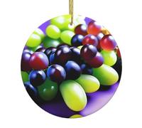 WHJSHOP Pendentif rond en céramique à suspendre Motif raisins violets et verts 7,4 cm