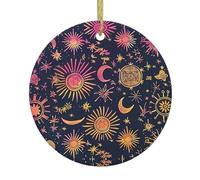 WHJSHOP Pendentif rond en céramique Motif constellation étoiles Arbre de Noël 7,4 cm Décorations de vacances