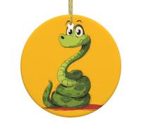 WHJSHOP Pendentif rond en céramique Motif serpent enroulé autour de l'arbre de Noël 7,4 cm