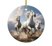 WHJSHOP Pendentif rond en céramique représentant des chevaux en forme de sapin de Noël - 7,4 cm Décorations de vacances