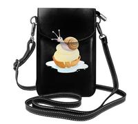 WHJSHOP Petit sac à bandoulière à rabat en cuir pour femme Motif escargot sur la crème glacée Imperméable et durable