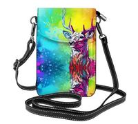 WHJSHOP Petit sac à bandoulière en cuir coloré avec motif de cerf Sika pour femme, imperméable et durable