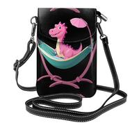 WHJSHOP Petit sac à bandoulière en cuir pour femme avec motif dinosaure rose dans un hamac, imperméable et durable