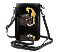 WHJSHOP Petit sac à bandoulière en cuir pour femme avec motif girafe jouant du piano, imperméable et durable