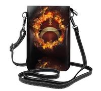 WHJSHOP Petit sac à main pour téléphone portable 19,3 x 12,4 cm, imprimé football américain flamboyant, étui à rabat en cuir pour femme, parfait pour la marche, le camping, noir