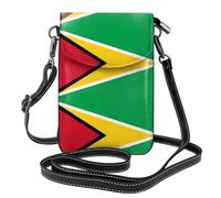 WHJSHOP Petit sac à main pour téléphone portable 19,3 x 12,4 cm, motif drapeau de la Guyane, étui à rabat en cuir pour femme, parfait pour la marche, le camping, noir