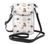 WHJSHOP Petit sac à main pour téléphone portable 19,3 x 12,4 cm - Motif nature - Pour les amoureux des hérissons - Étui à rabat en cuir pour femme, parfait pour la marche, le camping
