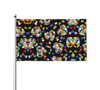 WHJSHOP Pièces de puzzle de sensibilisation à l'autisme avec imprimés de cœurs - 0,9 x 1,5 m - Bannière en polyester vif pour cour, terrasse, fête et plus encore