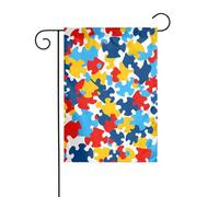 WHJSHOP Pièces de puzzle de sensibilisation à l'autisme - Drapeaux de jardin à motif cœur - 30,5 x 45,7 cm - Pour décoration de cour avec une largeur de poteau de 3 cm (drapeau uniquement, mât non