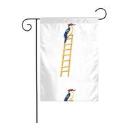 WHJSHOP Pivert sur échelle - Drapeau de jardin - 30,5 x 45,7 cm - Pour décoration de cour - Largeur de poteau de 3 cm (drapeau uniquement, mât non inclus)