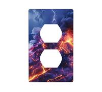 WHJSHOP Plaque murale double prise murale Motif lave volcanique Décoration durable 11,4 x 7 cm