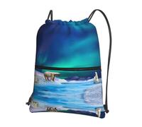 WHJSHOP Polar Bears Sac à dos à fermeture éclair avec cordon de serrage et poche avant et organiseur intérieur pour voyage, yoga, et plus encore