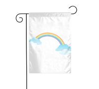 WHJSHOP Pont arc-en-ciel dans le ciel imprimés drapeaux de jardin 30,5 x 45,7 cm pour décoration de cour avec une largeur de poteau de 3 cm (drapeau uniquement, mât non inclus)