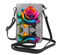 WHJSHOP Rainbow Rose Picture Petit sac à bandoulière en cuir pour femme, imperméable et durable