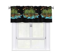 WHJSHOP Rideau à motif feuilles mortes sur le marais avec tringle courte, 137,2 x 45,7 cm pour améliorer les fenêtres de cuisine, salles de bains, buanderies et studios