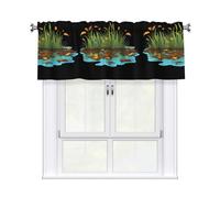 WHJSHOP Rideau avec tringle courte Motif feuilles mortes sur le marais 137,2 x 45,7 cm pour cuisine, salle de bain, buanderie et fenêtres de studio, avec filtre de lumière