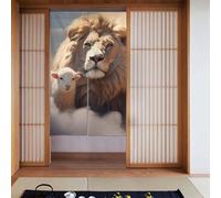 WHJSHOP Rideau de porte à motif d'agneau avec un lion sur les nuages, pour salle de bain, à moitié couvert, rideaux de séparation, 86,4 x 142,2 cm