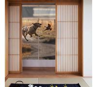 WHJSHOP Rideau de porte à motif de faisan attrapant un chien, à moitié couvert, rideaux de séparation 86,4 x 142,2 cm