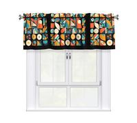 WHJSHOP Rideau d'images fragments à motif rétro avec tringle courte, 137,2 x 45,7 cm pour fenêtres, cuisine, salle de bain, buanderie et studio, avec filtre de lumière