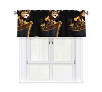WHJSHOP Rideau photo lion pirate conduisant un bateau avec tringle courte, 137,2 x 45,7 cm pour cuisine, salle de bain, buanderie et fenêtres de studio, avec filtre de lumière