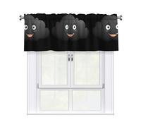 WHJSHOP Rideau photo nuage noir souriant avec tringle courte, 137,2 x 45,7 cm pour cuisine, salle de bain, buanderie et fenêtres de studio, avec filtre de lumière