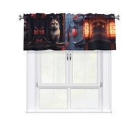 WHJSHOP Rideaux courts avec motif chat sur bord de fenêtre avec tringle à cantonnière 137,2 x 45,7 cm, filtrage de la lumière, installation facile pour cuisine, salle de bain, buanderie, studio