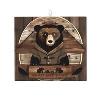 WHJSHOP Rustic Lodge Bear Tapis de cuisine absorbant en microfibre super absorbante et antidérapant