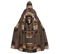 WHJSHOP Rustique Lodge Bear Picture Cape à capuche pour adulte sans fermeture éclair, confortable et durable pour jouer de rôle
