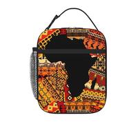 WHJSHOP Sac à déjeuner isotherme portable avec motif de carte africaine - Convient pour les étudiants au travail et aux voyages