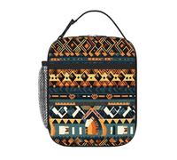 WHJSHOP Sac à déjeuner isotherme portable avec texture ethnique tribale africaine, convient pour les étudiants au travail et aux voyages
