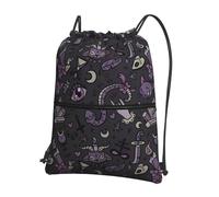 WHJSHOP Sac à dos à fermeture éclair avec cordon de serrage et imprimé gothique violet et noir - Sac de sport léger et imperméable pour les voyages, le yoga et les aventures quotidiennes