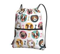 WHJSHOP Sac à dos à fermeture éclair avec cordon de serrage imprimé chien - Sac de sport léger et imperméable pour les voyages, le yoga et les aventures quotidiennes