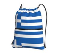 WHJSHOP Sac à dos léger et imperméable avec cordon de serrage imprimé drapeau grec pour voyage, yoga et randonnée